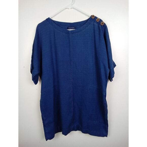 J Jill Pure Jill Indigo Tunic Top Women's Size Small Oversized Boxy Lagenlook - Picture 1 of 6